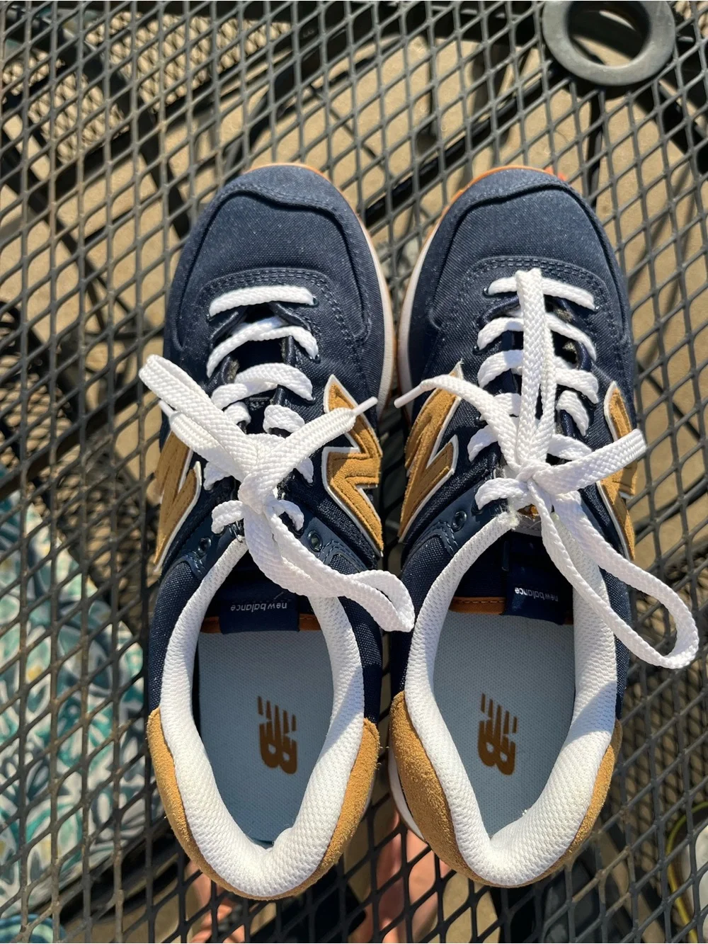 New Balance Navy and Tan Sneakers